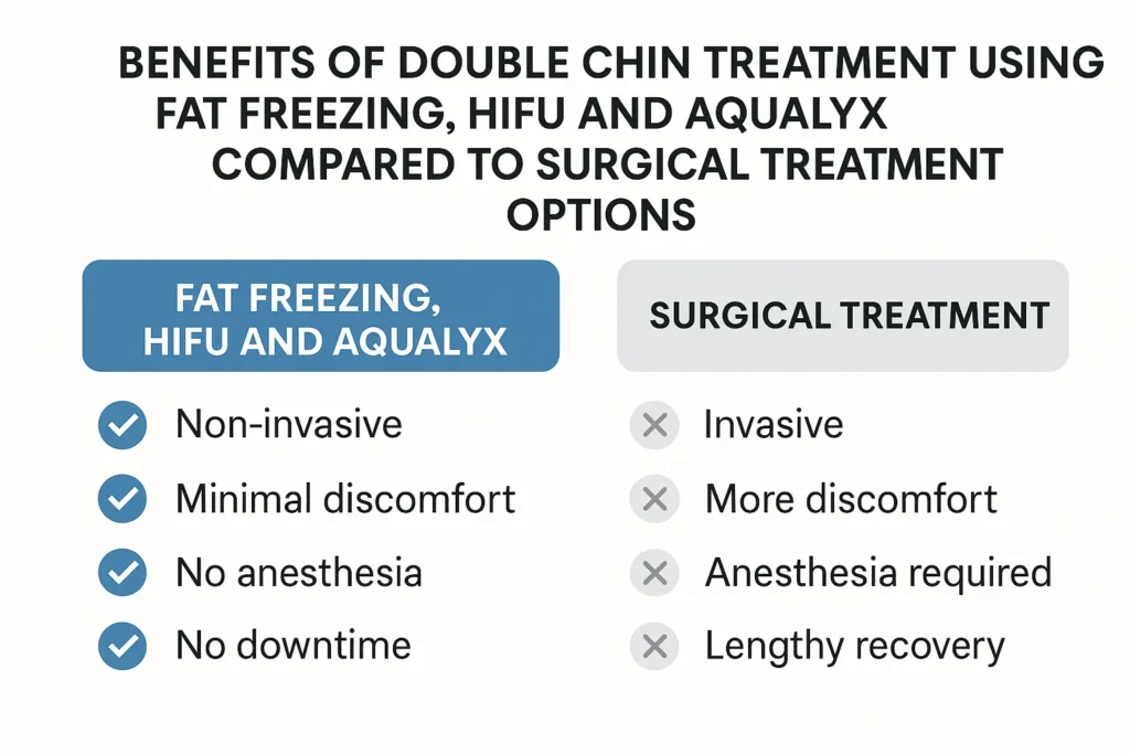 Graphic about the benefits of double chin treatment Brackley - from LA LIPO