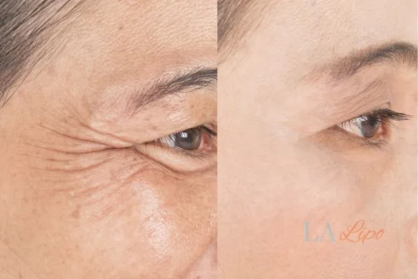 Before and after results of woman - HI-fu wrinkles reduction treatment Brackley